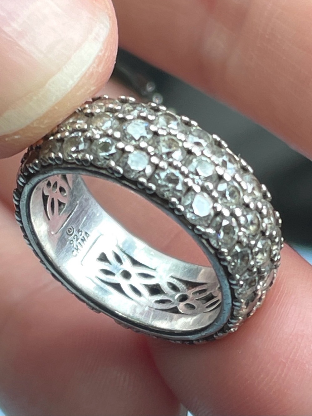 Sterling Silver Simulated Diamond Full Eternity Band - Size 6